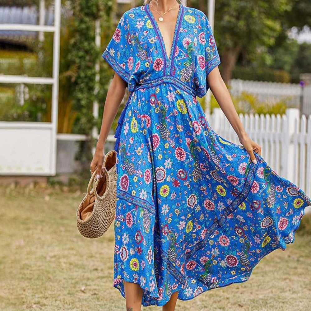 Floral Blue Maxi Dress